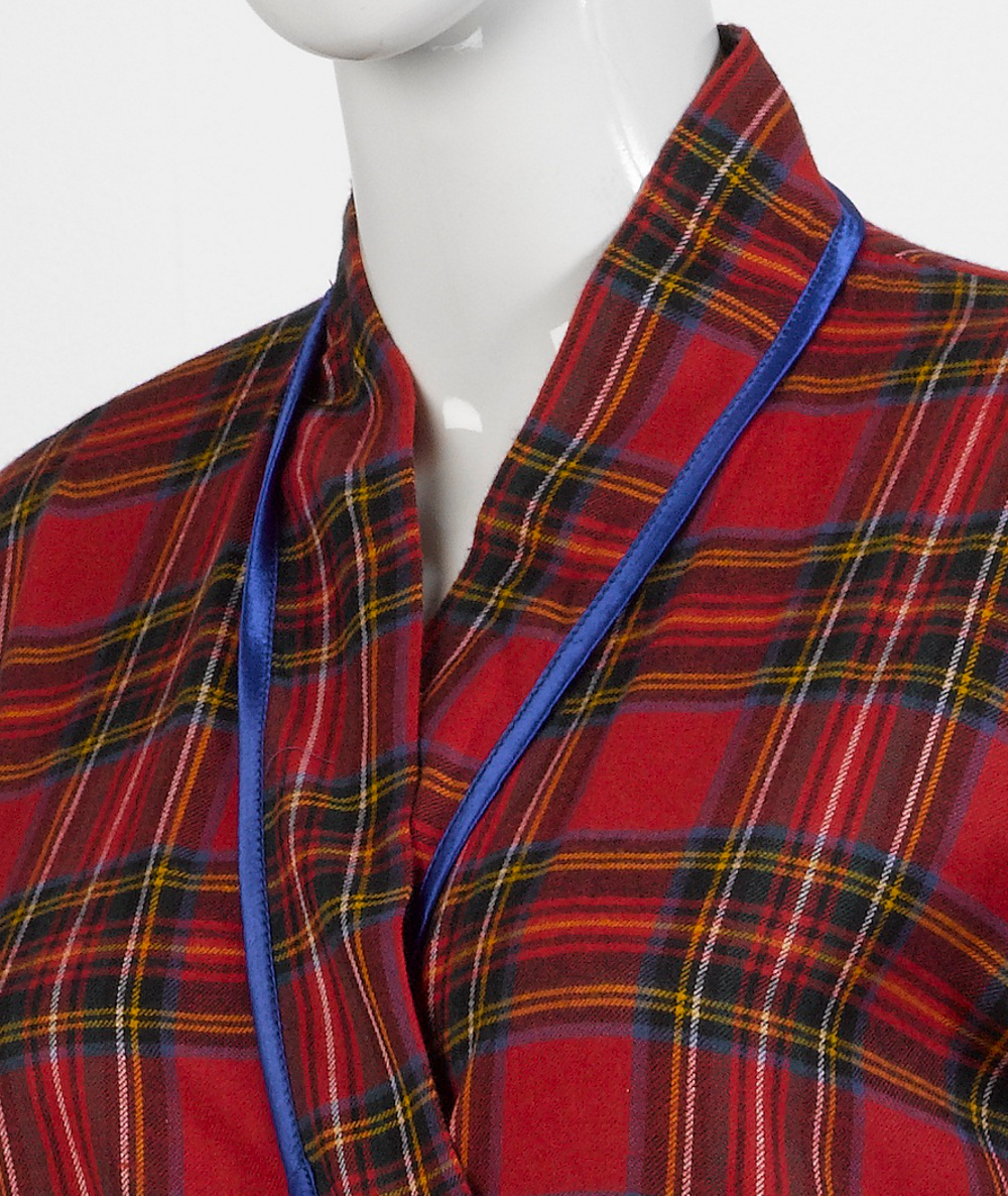 Ladies Lightweight Tartan Dressing Gown Womens Combed Cotton Nightwear